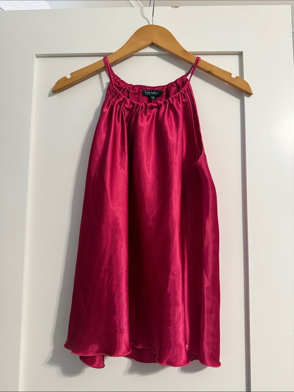 Nicole Miller Fuchsia Satin Halter Cami Top